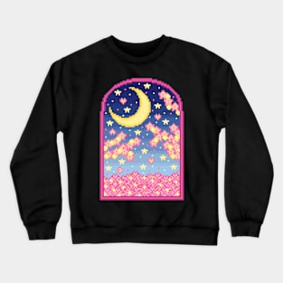 Aesthetic Night Sky Pixel Art Crewneck Sweatshirt